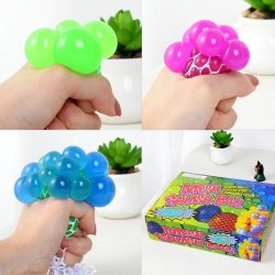 детска силиконова играчка, топче в мрежа, цветно 6 см. (12 бр. в кутия)