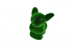 сувенир, зайче от стиропор, покрито със зелен мъх, използваемо като аксесоар в цветарството 11х5х6 см. (500 бр.в кашон)