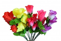 ИЗКУСТВЕНО цвете 31 см. 5 цвята, роза (4 бр. в стек)(Промоция- при покупка над 40 бр. базова цена 0,63 лв.)
