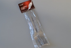 комплект кухненски ножове, ножица, сатъри и брус в пластмасова поставка 8 части
