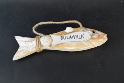 дървен сувенир, ръчно изработена закачалка, платноходка, текстил 20х3,7 см. BULGARIA морски дизайн (2 бр. в кутия)