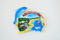 сувенир, магнит от полеризин, плочка, знаме Primorsko, Bulgaria 7х7 см. (12 бр. в кутия)