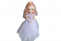 детска играчка, пластмасова кукла, ключодържател с рокля на сърца и шапка 6,5 см. (12 бр. в стек)