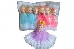 детска играчка, пластмасова кукла, ключодържател с рокля на пеперудки и шапка 6,5 см. (12 бр. в стек)