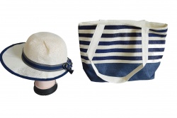 плажна чанта, лама 43х36 см. с подплата и портмоне, плетени дръжки