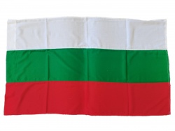 национален флаг- Република България с образа и законите на Васил Левски и лого АЗ ОБИЧАМ БЪЛГАРИЯ 86X147см.  качествен полиестер, издържа на дъжд  (20 бр. в стек)