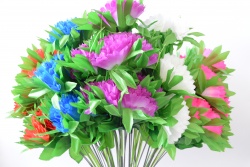 изкуствено цвете букет, карамфил със зеленина 9 цвята 40 см. (2 бр. в стек)