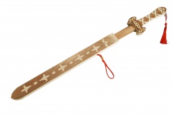 дървен меч, червен, самурайски в ножница 75 см. (100 бр. в кашон)