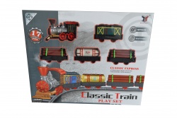 детска играчка от пластмаса, влак с 4 вагона и релси 46х37х7 см.
