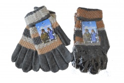 зимни ръкавици, мъжки, скиорски, полар, черни, класик (12 бр. в стек)