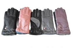 зимни ръкавици 5пръста, скиорски, дебели, топли 21/23 см. юношески, вертикална лента (12 бр. в стек)