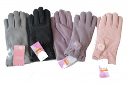 дамски ръкавици, зимни, ватирани със звезди (12 бр. в стек 4 разцветки)