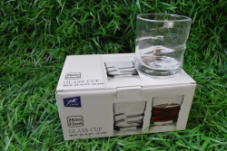 ИЗДЕЛИЕ от стъкло, чаши 6 бр. казабланка за сок и др. 7х14,5 см. кафяво стъкло, цветна кутия (Промоция- при покупка над кашон 8 бр. базова цена 11,68 лв.)