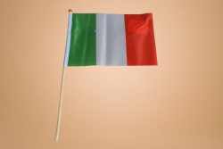 знаме Полша, качествен полиестер 14х21 см. с дървена дръжка, издържа на дъжд (50 бр. в стек)