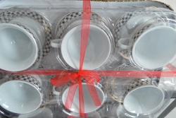сервиз 6 бр. стъклени чаши за турски чай 100 ml. в кутия 43х10х7 см.