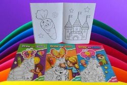 детска книжка за оцветяване 24 дебели листа А4 качествена 4 модела, единично опакована