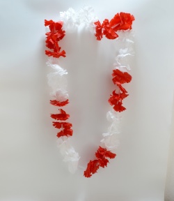 ХАВАЙСКИ гердан, едноцветна 60 бр. 11 см. ярък цветя 1,05 м. обиколка 3 цвята (12 бр. в стек, еднакви)(Промоция- при покупка над 120 бр. базова цена 1,25 лв.)