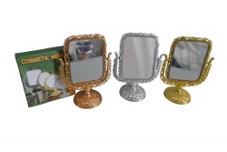 козметичен аксесоар, огледало, настолно с правоъгълна рамка, златисто, сребристо и бронзово 20х13 см.