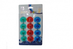 ВАКУУМНИ закачалки, цветни 12 бр. х 4 см. пластмасова кука (Промоция- при покупка над 10 комплекта, базова цена 1,20 лв.)