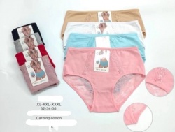 Дамски памучни бикини с дантела отзад 3674- 1765 (24 бр. в стек) XL/3XL  (мах. отстъпка 10)