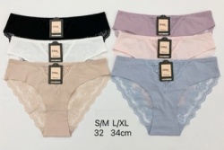 Дамски бикини с дантела отзад 3674-28096 (12 бр. в пакет) S/M и L/XL(мах.отстъпка 10)