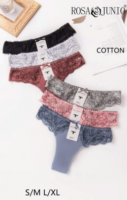 Бикини дамски памук едноцветни 3674-85-272 (12 бр. в стек) S/M и  L/XL (мах. отстъпка  10)