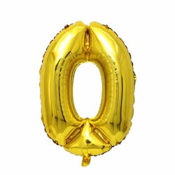 балон от фолио цифра 0 - 43 см. надут, качествен, златист (25 бр. в стек)