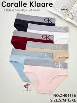 Дамски безшевни бикини с широк ластик 3674- 01136 (24 бр. в стек)S/M и L/XL  (мах. отстъпка 10)