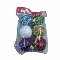 КОЛЕДНИ играчки, топки, лъскави, едноцветни 6 бр. 5 см. в плик 6 цвята AB-2104 (Промоция- при покупка над 10 бр. базова цена 1,59 лв.)