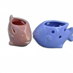 сувенир от керамика, касичка, хипопотам 2 цвята 10х9 см. (8 бр. в кутия)