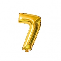 балон от фолио, цифра за рожден ден, цифра 7 златна 56 см. (20 бр. в стек)