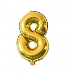 балон от фолио, цифра за рожден ден, цифра 8 златна 56 см. (20 бр. в стек)