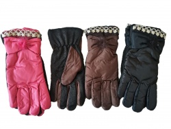 зимни ръкавици 5 пръста, скиорски, дебели, топли 21/23 см. юношески, двуцветни (12 бр. в стек)