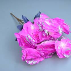 ИЗКУСТВЕНО цвете, роза 5 цвята и ситни цветчета 7 разклонения, различни цветове 30 см. (2 бр. в стек)(Промоция- при покупка над 20 бр. базова цена 1,95 лв.)