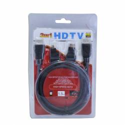 кабел HDMI 1,50 м. с 2 преходника - мини HD, микро HD