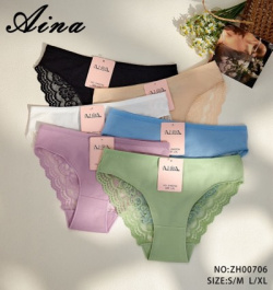 Дамски бикини памук с дантела отзад 3674- 00706(24 бр. в стек)S/M и L/XL  (мах. отстъпка 10)
