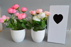 изкуствено цвете в керамична кашпа, роза със зеленина 7,5х7,5х18 см. (144 бр. в кашон)