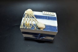 морски сувенир от дърво, сандъче 9,5х6,5х7 см. Kiten (9 бр. в кутия) МА2516