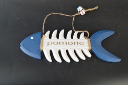 сувенир MDF морски дизайн, риба, цветна с надпис Pomorie 27,5х9 см.(6 бр. в кутия)