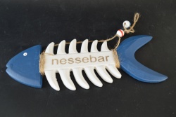 сувенир MDF морски дизайн, риба, цветна с надпис Nessebar 27,5х9 см.(6 бр. в кутия)