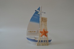 сувенир- рул от дърво с реалистични материали, надписан с 3 надписа  OBZOR/Bulgaria/OBZOR 20x20 см.#