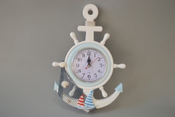 дървен сувенир, часовник- рул с корабче 23x33 см.( 3 модела) морски дизайн