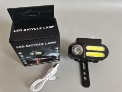 LED фенер за велосипед 3 свтелини USB 8х4 см.със възможност за поставяне на зарядна батерия 18650 (Промоция- при покупка над 10 бр. базова цена 6,50 лв.)
