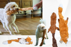 плюшена играчка, лисица със свирка, два цвята 50 см.№56464