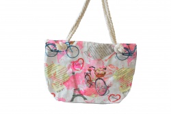 плажна чанта с текстилни дръжки, шарен кръг 53х37х19 см.