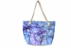 ПЛАЖНА чанта, плетени дръжки, прелващ лилаво/ син- златист цвят 50х36х14 см. (Промоция- при покупка над 10 бр. базова цена 7,00 лв.)