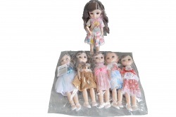 детска играчка, пластмасова кукла, ключодържател с шапчица и рокля 13 см. (12 бр. в стек)