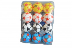 детска играчка, меко топче E.V.A. 6,3 см. футболни топки, класик (12 бр. в стек) ТР