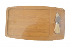 дъска за рязане, кръгла, дървена с дръжка 26х18 см.