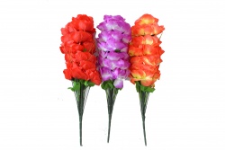 ИЗКУСТВЕНО цвете, букет орхидеи 5 цвята 29 см. със зеленина (12 бр. в стек, микс)(Промоция- при покупка над 36 бр. базова цена 1,28 лв.)